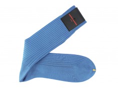 Chaussettes mi-hautes Palatino en fil d'écosse bleu ciel