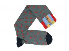 Gallo mid-calf socks in cotton gray with red sharks