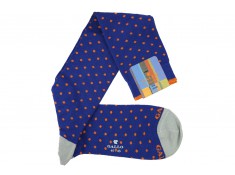 Knee socks Gallo royal blue with orange polka dots