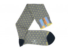 Chaussettes mi-bas Gallo grises avec des pois jaunes